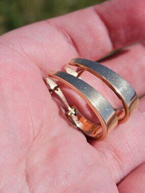 14K Yellow Gold J Hoop Wide Band Lever Back Earrings